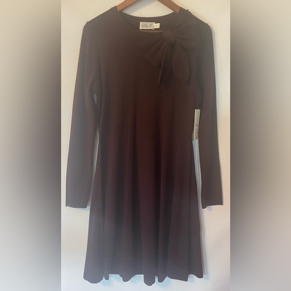 Eliza J fit and flare ribbed sweater dress, deep purple - Picture 7 of 8